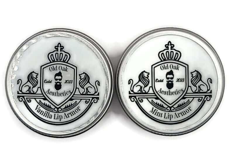 Lip balms, 1/2oz tins, vanilla & mint flavors 