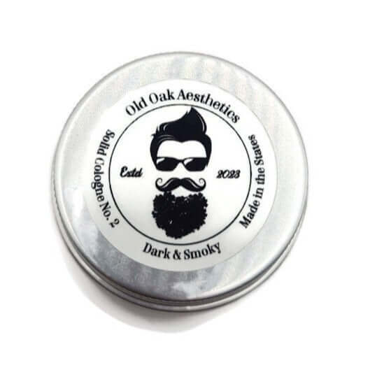 solid cologne, 1oz tin, dark & smoky scent