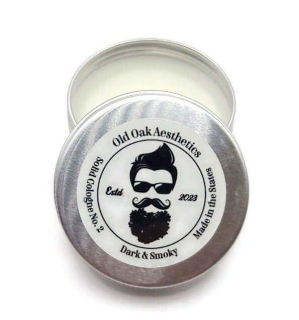 solid cologne, 1oz tin, dark & smoky scent