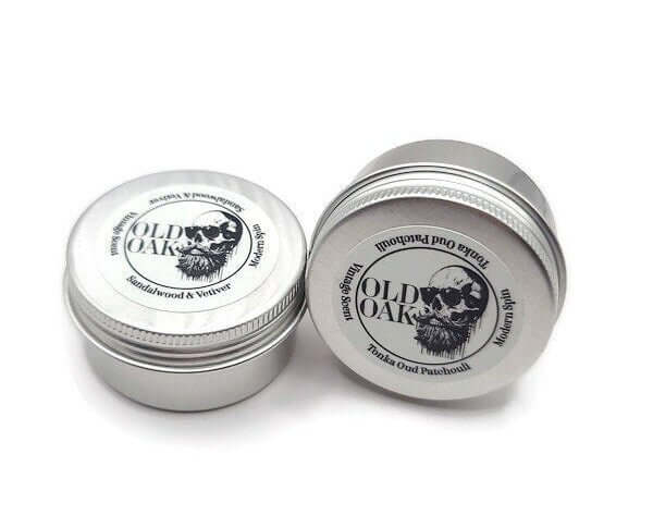 solid cologne vintage collection, 1oz tin, tonka oud & patchouli and sandalwood & vetiver scents